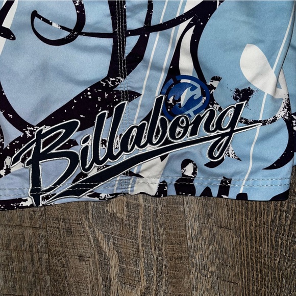 Vintage Y2K Billabong Board Shorts Mens 36 Swim Surf Blue White Embroidered Logo - Picture 7 of 9